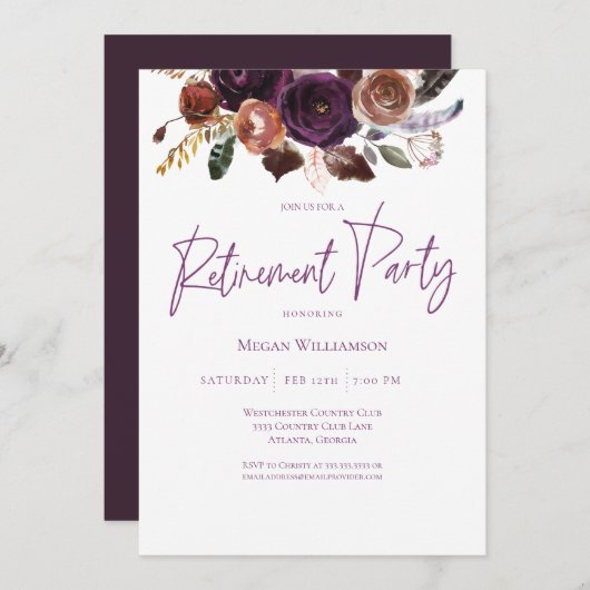 Herfst Winter Paarse, roze en gouden pensioenfeest Kaart (Voorkant / Achterkant)