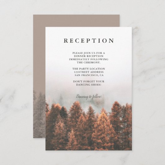 Herfst Winter Pijnbomen Bos Foto Chique receptie Informatiekaartje (Voorkant / Achterkant)