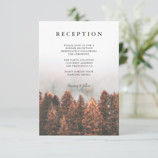 Herfst Winter Pijnbomen Bos Foto Chique receptie Informatiekaartje (Staand voorkant)