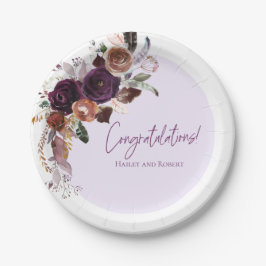 Herfst Winter Plum, Pink and Gold Baby shower Papieren Bordje