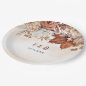 Herfst Winter Rustic Brown Floral Wedding Papieren Bordje (Gekanteld)