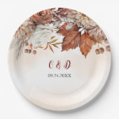 Herfst Winter Rustic Brown Floral Wedding Papieren Bordje (Voorkant)