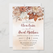 Herfst Winter Rustic Brown Floral Wedding Save The Date (Voorkant)