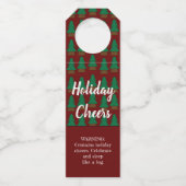 Herfst winter Rustic Red Funny Holiday Cheers Flessenhanger (Voorkant)