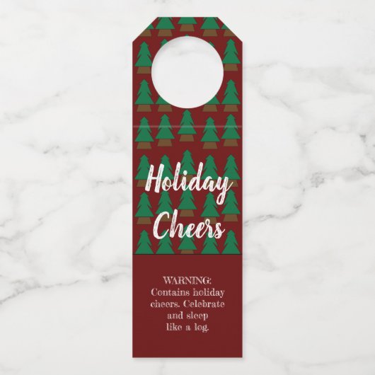Herfst winter Rustic Red Funny Holiday Cheers Flessenhanger (Voorkant)
