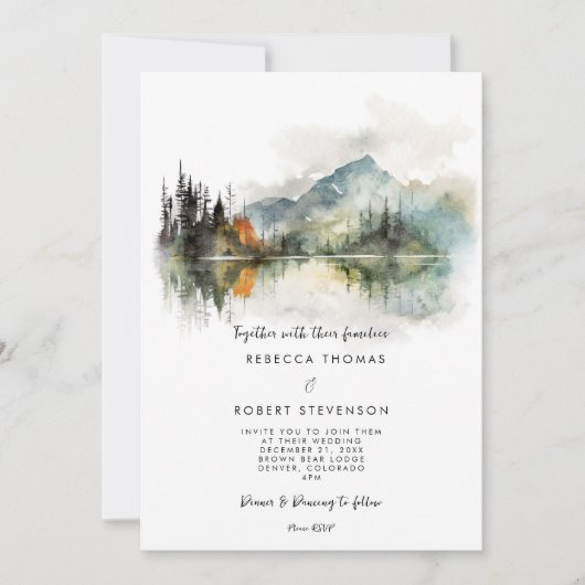 herfst winter rustieke berg bruiloft uitnodiging (Voorkant)