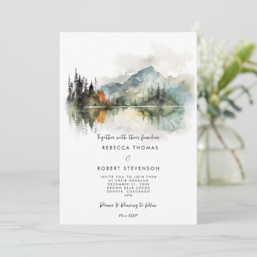 herfst winter rustieke berg bruiloft uitnodiging (Staand voorkant)
