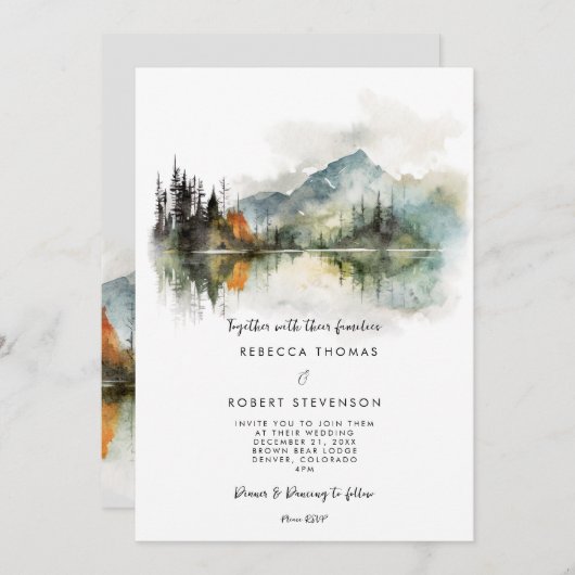 herfst winter rustieke berg bruiloft uitnodiging (Voorkant / Achterkant)