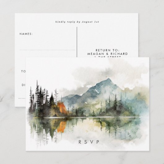 herfst winter rustieke bos bruiloft RSVP briefkaar Briefkaart (Voorkant / Achterkant)