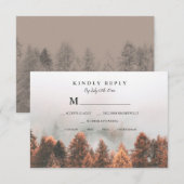 Herfst winterpijnbomen bos foto RSVP bruiloft (Voorkant / Achterkant)