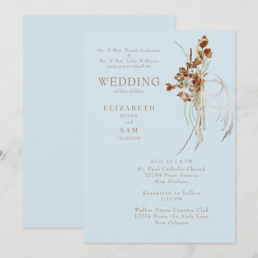 Herfst Wispy Boho Sky Blue Beide Ouders II Kaart (Voorkant / Achterkant)