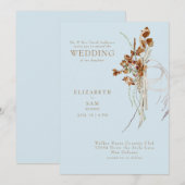 Herfst Wispy Boho Sky Blue Bruid Ouders Bruiloft Kaart (Voorkant / Achterkant)