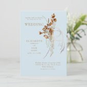 Herfst Wispy Boho Sky Blue Samen Met Bruiloft Kaart (Staand voorkant)