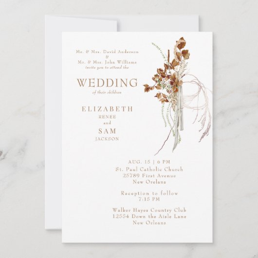 Herfst Wispy Boho White Beide Ouders II Kaart (Voorkant)