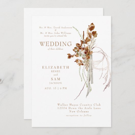 Herfst Wispy Boho White Beide Ouders Kaart (Voorkant / Achterkant)