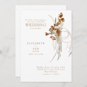 Herfst Wispy Boho Witte bruid Ouders Bruiloft Kaart (Voorkant / Achterkant)