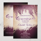 Herfst wisteria aubergine waterverf kaart (Voorkant / Achterkant)