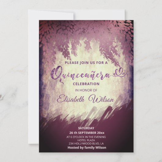 herfst wisteria aubergine waterverf kaart (Voorkant)