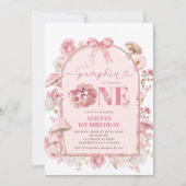Herfst wit en roze pompoen eerste verjaardag kaart (Voorkant)