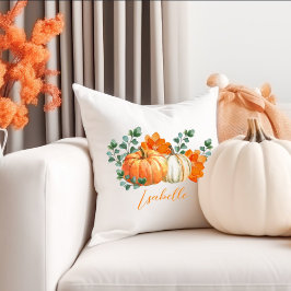 Herfst wit en sinaasappel pompoen bloemenhuis deco kussen