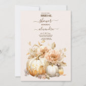 Herfst Wit Goud Glitter Pompoen Bridal Kaart (Voorkant)