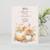 Herfst Wit Goud Glitter Pompoen Bridal Kaart (Staand voorkant)