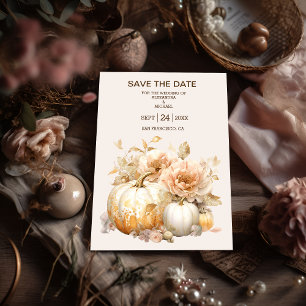 Herfst Wit Goud Glitter Pompoen Bruiloft Save The Date