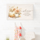 Herfst Wit Goud Glitter Pompoen Bruiloft Spandoek (Insitu)