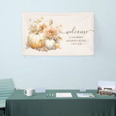 Herfst Wit Goud Glitter Pompoen Bruiloft Spandoek (Beurs)