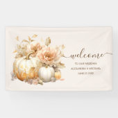 Herfst Wit Goud Glitter Pompoen Bruiloft Spandoek (Horizontaal)