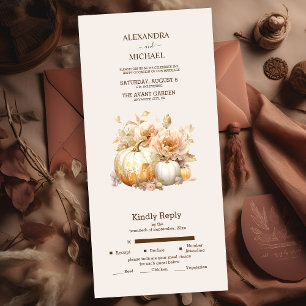 Herfst Wit Goud Glitter Pompoen Trouwdag All In One Uitnodiging