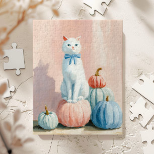 Herfst Wit kat met pompoenen Legpuzzel