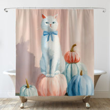 Herfst Wit poes met pompoenen