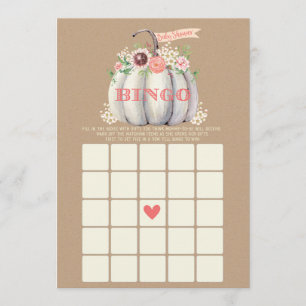 Herfst Wit Pompoen Baby shower Bingo Spel Menu