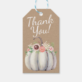 Herfst wit pompoen Baby shower Cadeaulabel