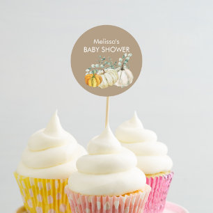 Herfst wit sinaasappel pompoen groen cupcake toppe ronde sticker