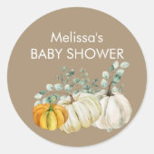 Herfst wit sinaasappel pompoen groen cupcake toppe ronde sticker (Voorkant)