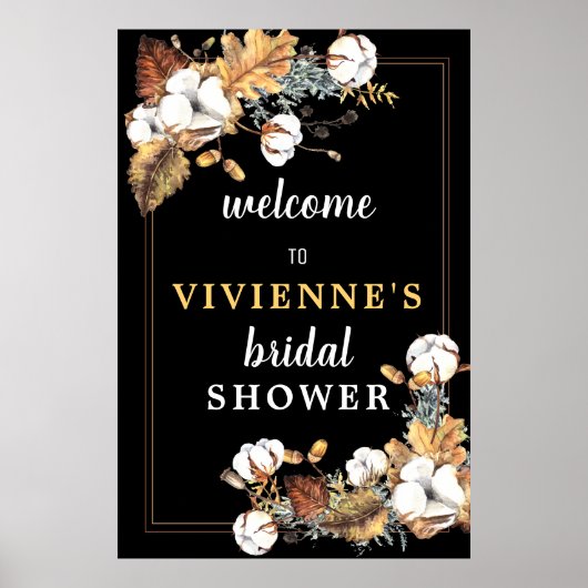 Herfst Witte Bloem Bruidsdouche Welkomstbord Poster (Voorkant)