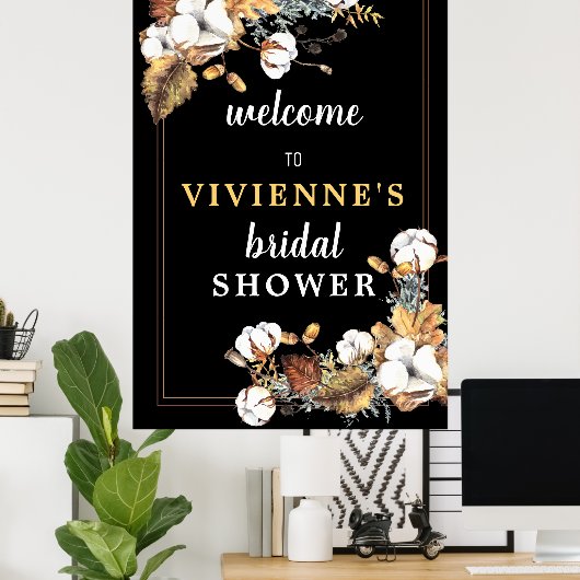 Herfst Witte Bloem Bruidsontbijt Welkom Bord Poster (Thuiskantoor)