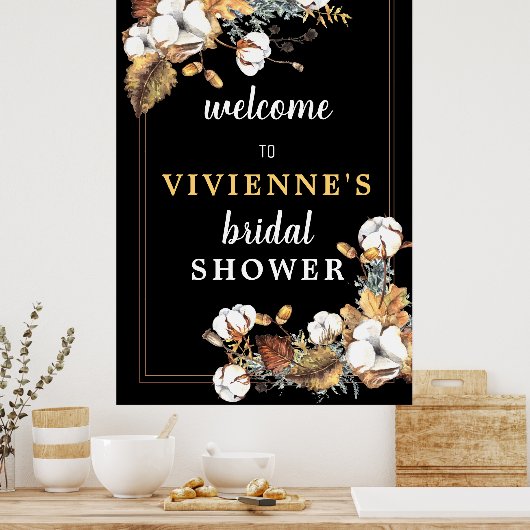 Herfst Witte Bloem Bruidsontbijt Welkomstbord Poster (Keuken)