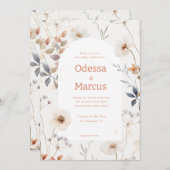 Herfst Witte Bloemen Huwelijksuitnodiging Kaart (Voorkant / Achterkant)