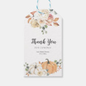 Herfst witte bloemenpompoen dank u Label Cadeaulabel (Voorkant)