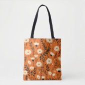 Herfst Witte Daisies op Sinaasappel Tote Bag (Voorkant)