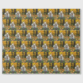 Herfst Witte Eekhoorn Op Een Boomstronk Cadeaupapier (Vlak)