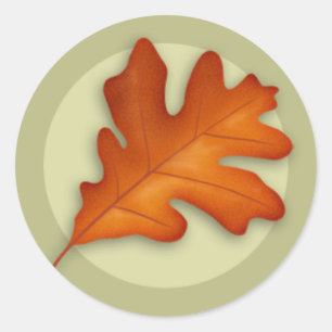herfst witte eiken blad ronde Sticker