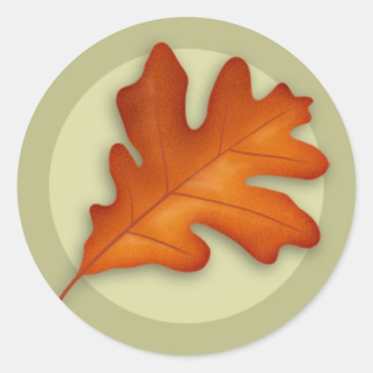 herfst witte eiken blad ronde Sticker (Voorkant)