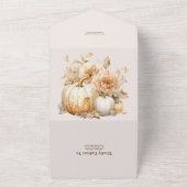 Herfst Witte Gouden Glitter Pompoen Bruiloft All In One Uitnodiging (Buitenkant)