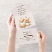 Herfst Witte Gouden Glitter Pompoen Bruiloft All In One Uitnodiging (Afscheurbaar)