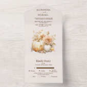 Herfst Witte Gouden Glitter Pompoen Trouwdag All In One Uitnodiging (Binnen)
