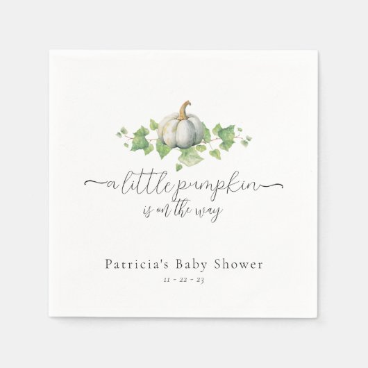 Herfst witte pompoen Baby shower servetten (Voorkant)